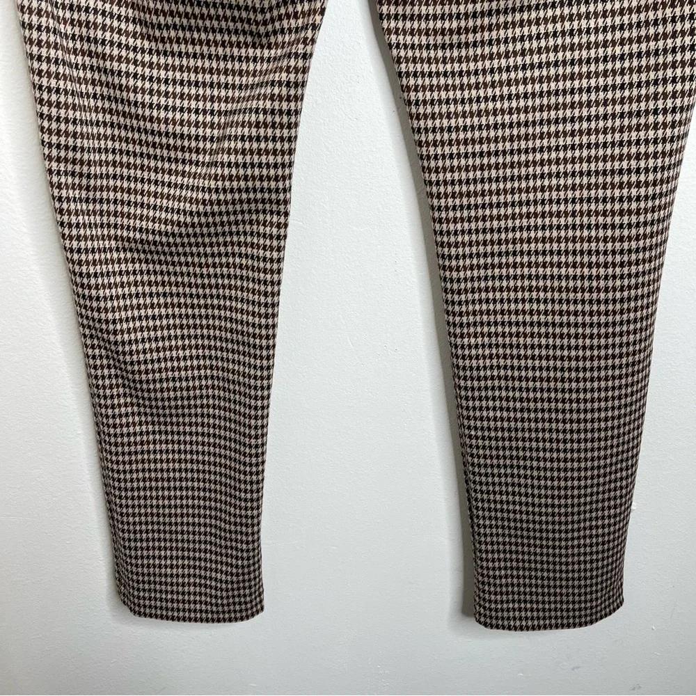 J. McLaughlin Ross Ankle Pants Zipper Pocket Brown Houndstooth Size 8